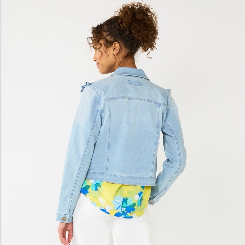 Draper James RSVP Ruffle Yoke Denim Jacket SZ 1X - Picture 2 of 8